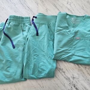 Figs. Two Pairs Of Pants Sz XXS Petite and One Top Sz XS